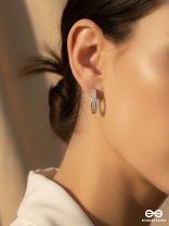 SILVER ALLURE -  TEXTURED SILVER PLATED ANTI-TARNISH EARRINGS INLAID WITH CUBIC ZICRONIA STONES