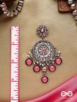 Gem Flower -Pastel Pink Oxidized earrings 