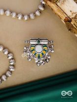 Moss Canopy-  Enamelled Oxidized Adjustable ring  with ghungroos and mirror.