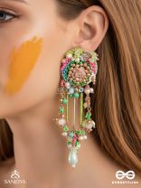 MANJUSUMANA - BEAUTIFUL BLOSSOM - PASTEL COLOR BEADS  AND DETAIL WORK WITH GOLDEN EMBELLISHMENT EARRINGS