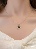 Mystic Clover - Crystal Embellished 2-in-1 Pendant (Black and White)