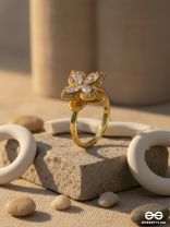 DREAMY MAGNOLIA -  ANXIETY SPINNING RING INLAID WITH CUBIC ZICRONIA STONES