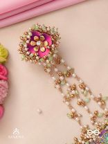 RANGOLIKA - A CANVAS OF COLORS - PEARLS, COLORFUL BEADS AND GOLDEN  HAND EMBROIDERD HATHPHOOL 