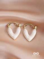 AURORA HEARTS - WHITE ENANMELED HEART STUD EARRINGS