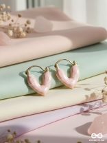 HEAVENLY LONGEVITY - PINK ENAMELED HEART STUD EARRINGS