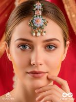 MADHUVRATA - SPRING BLOOM - DELICATE EMBROIDERED MAANGTIKA WITH FLORAL MOTIFS, BEADS AND PEARL DROPS