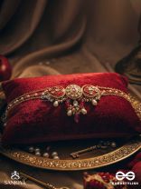 ARUNAMUKHI- FACE OF THE RED SUN- GLORIOUS KUNDAN NECKLACE WITH RED ENAMEL DETAILS AND PEARL EMBELLISHMENTS 