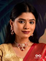 ARUNAMUKHI- FACE OF THE RED SUN - HANDMADE KUNDAN SET WITH NECKLACE AND EARRINGS 