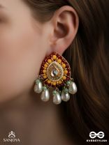 VIBHAVARI - NIGHT FULL OF SPLENDOR - MULTI-COLOR ENAMELLED KUNDAN EARRINGS WITH PEARLS AND BEADS