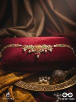 SUNDARIKA - BEAUTIFUL ONE - INTRICATE KUNDAN NECKLACE WITH ENAMEL WORK AND PEARL DROPS