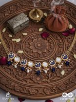 SHITALA - COOL AND CALM- KUNDAN, BLUE STONES, AND PEARLS HANDMADE NECKLACE 