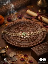 HARINAKSHI - DOE-EYED BEAUTY - GRACEFUL HANDCRAFTED KUNDAN CHOKER WITH POLKI ACCENTS AND PEARL DETAILS