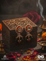 ANUPRITA - DIVINELY ADORNED - TRADITIONAL KUNDAN EARRINGS WITH PEARL AND BEADS