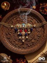 SANDHYARAGA - EVENING HUES - EXQUISITE KUNDAN NECKLACE WITH ENAMELLING AND GEM DROPS