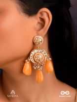 SHATRUNJAYA - CONQUEROR’S GLORY - GRAND HERITAGE KUNDAN EARRINGS WITH ENAMELLED ACCENTS AND ORANGE GEMS