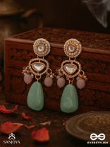 SHITALA - COOLING GRACE - CLASSIC GREEN KUNDAN POLKI EARRINGS WITH GOLDEN DETAILS AND SOFT GEM ACCENTS
