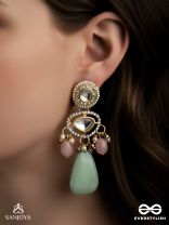 SHITALA - COOLING GRACE - CLASSIC GREEN KUNDAN POLKI EARRINGS WITH GOLDEN DETAILS AND SOFT GEM ACCENTS