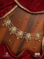 MADHURIMA - SWEET ELEGANCE - HANDCRAFTED HERITAGE KUNDAN CHOKER WITH GOLDEN POLKI AND GEM DROPS