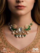 SOMALEKHA - MOON’S TRACE- MODERN YET TRADITIONAL KUNDAN NECKPIECE WITH LUSTROUS PEARLS AND BEADS