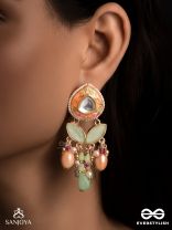 VASANTILATA - SPRING VINE- CHARMING PASTEL KUNDAN EARRINGS WITH GEMSTONES, BEADS AND PEARL DROPS