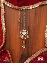 RASARANJANI - COLORFUL HARMONY- CONTEMPORARY KUNDAN STATEMENT MAANGTIKA WITH DEEP-HUED BEADS AND PEARLS