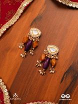 RASARANJANI - COLORFUL HARMONY- CONTEMPORARY KUNDAN STATEMENT EARRINGS WITH DEEP-HUED BEADS AND PEARLS