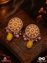 MADHUVARNIKA - HONEY HUE- SOFT FEMININE KUNDAN EARRINGS FEATURING PEARLS AND PASTEL GEMSTONE DROPS