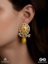 MADHUVARNIKA - HONEY HUE- SOFT FEMININE KUNDAN EARRINGS FEATURING PEARLS AND PASTEL GEMSTONE DROPS