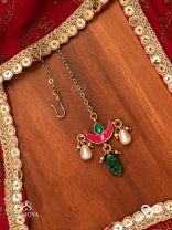 TRIKONIKA - TRIANGULAR BEAUTY- MAANGTIKA WITH RED CRESCENT, PEARLS AND BEADS