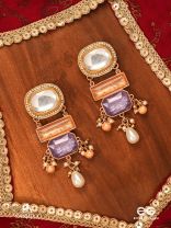 VASUNDHARA - EARTHLY BEAUTY- EARTH-TONED GEMSTONE EARRINGS WITH BEADS, KUNDAN AND PEARLS