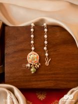 RAGTANIKA - COLORED COMPOSITION- HERITAGE STYLE KUNDAN MAANGTIKA WITH PEARLS AND BEADS