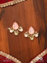 PRAKRITI - NATURE’S TOUCH- PEACH TEARDROP EARRINGS WITH PASTEL GEMSTONES AND BEADS