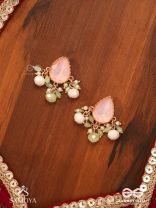 PRAKRITI - NATURE’S TOUCH- PEACH TEARDROP EARRINGS WITH PASTEL GEMSTONES AND BEADS