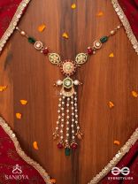 UTKALINI - EXQUISITELY DESIGNED- ENAMEL KUNDAN NECKPIECE WITH LAYERED PEARL FRINGES AND VIBRANT BEADS