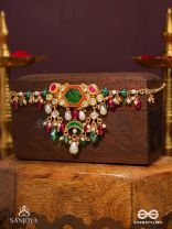 HARARASA - ESSENCE OF GREEN- KUNDAN NECKPIECE WITH PEARLS, BEADS AND GEMSTONE