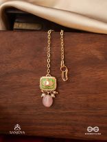 MRIDULPADMA - GENTLE LOTUS- DELICATE KUNDAN MAANGTIKA WITH FLORAL MOTIFS, BEADS AND PEARLS