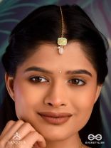 MRIDULPADMA - GENTLE LOTUS- DELICATE KUNDAN MAANGTIKA WITH FLORAL MOTIFS, BEADS AND PEARLS