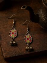 RANG CHARM- OXIDISED ENAMELLED TEARDROP EARRING