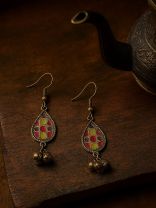 RANG CHARM- OXIDISED ENAMELLED TEARDROP EARRING