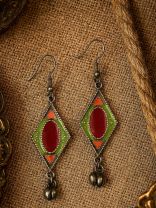 GEOMETRIC GRACE- DIAMOND-SHAPED OXIDISED EARRINGS