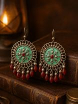 BLUE BURST- ENAMELLED OXIDISED EARRING