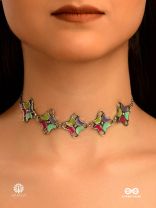 PASTEL WHIM - ENAMELLED GEOMETRIC OXIDISED CHOKER