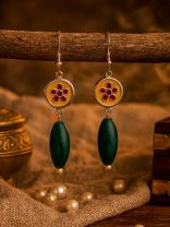 PETAL CHARM - ENAMELLED OXIDISED EARRING