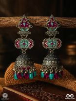 FOLK BLOOM - STATEMENT OXIDISED JHUMKA