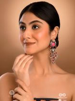 DESI BLOOM- BLOOMING PINK AND PEACH STATEMENT EARRINGS  