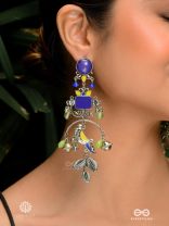 PARROT GLEAM - QUIRKY ENAMELLED OXIDISED EARRINGS