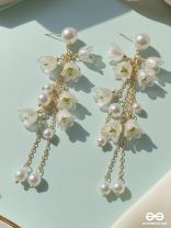 THE LILY FALL- RADIANT PEARL FLORAL DROPS WITH GOLD HINTS