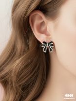 MIDNIGHT BOWLET – MINI BLACK BOW EARRINGS