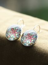 Astonishing Aztec Style Glass Button Earrings
