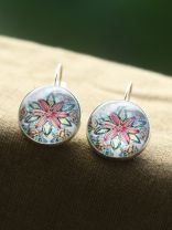 Astonishing Aztec Style Glass Button Earrings